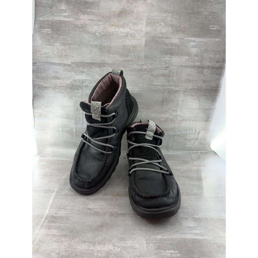 Hey Dude Reyes Boot Leather Black Chukka Shoes Women Sz 9 40183-060